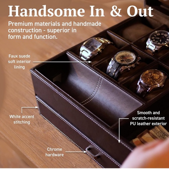 HOUNDSBAY Watch & Jewelry Box with Smartphone Charging Station and Cufflink Box - Picture 3 of 5